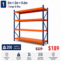 Heavy Duty Garage Shelf 2m x 2m x 0.6m 200kg Orange & Blue
