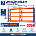 Heavy Duty Steel Shelving Set | Approx. 3m | Two Joined 1.5m Bays